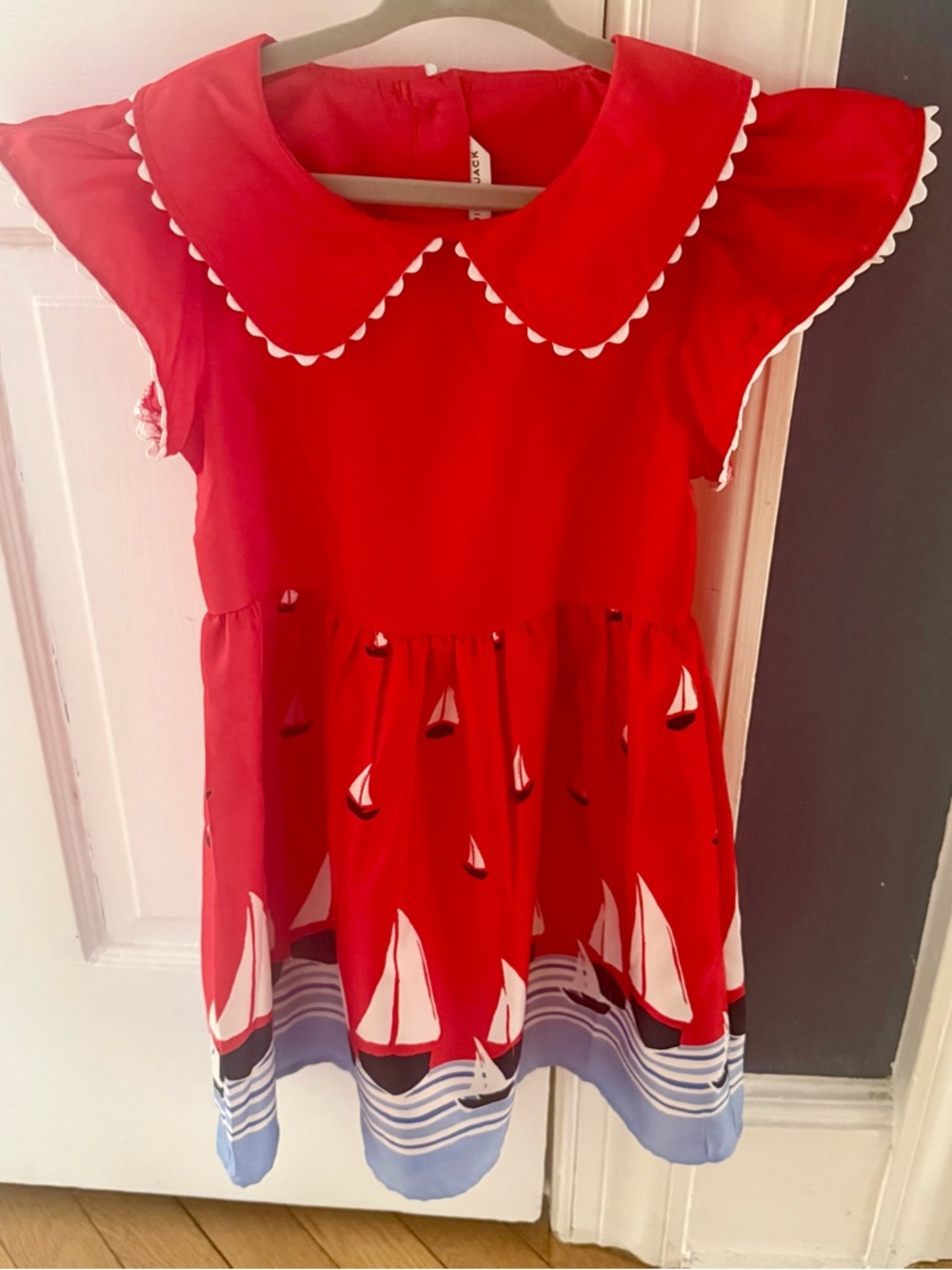 Janie And Jack Red Sailboat Print Dress Size 5